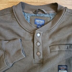 Smith’s Workwear Sherpa Thermal Henley Pullover Brown Men’s Large NWT